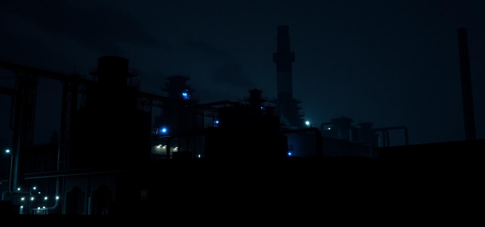 Industrial power plant at night